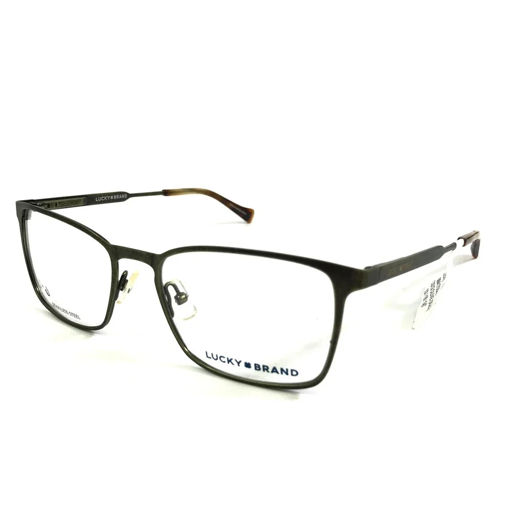 Lucky Brand Eyeglasses Frames D312 OLIVE Green Rectangle Full Rim 53-18-140